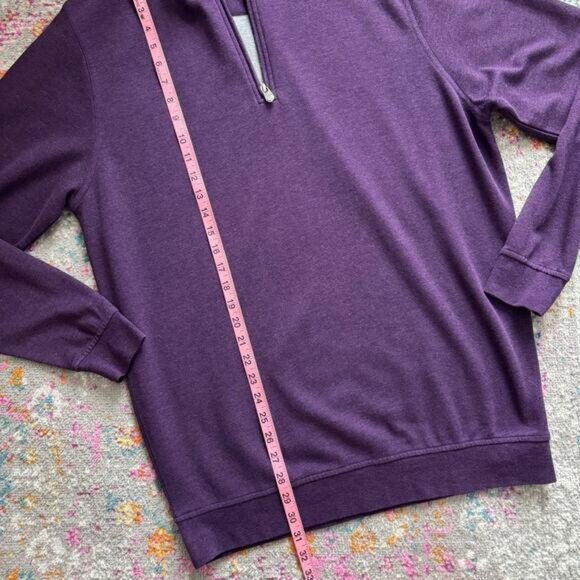 Peter Millar Melange Perth Performance Eggplant Purple 1/4 Zip Pullover Large - Picture 4 of 9